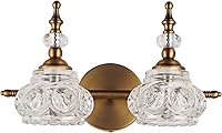 Vista 2 de Brass Bathroom Light Fixture, Vintage 2 Light Vanity Lighting