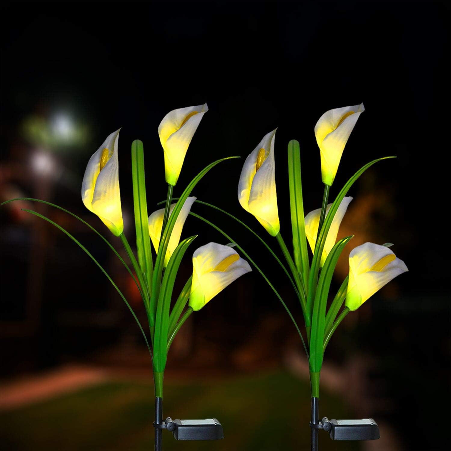 XLUX Outdoor Decorative Solar Calla Lily LED Lights, for Patio Lawn Pathway Deck Christmas Decoration, 2 Pack
