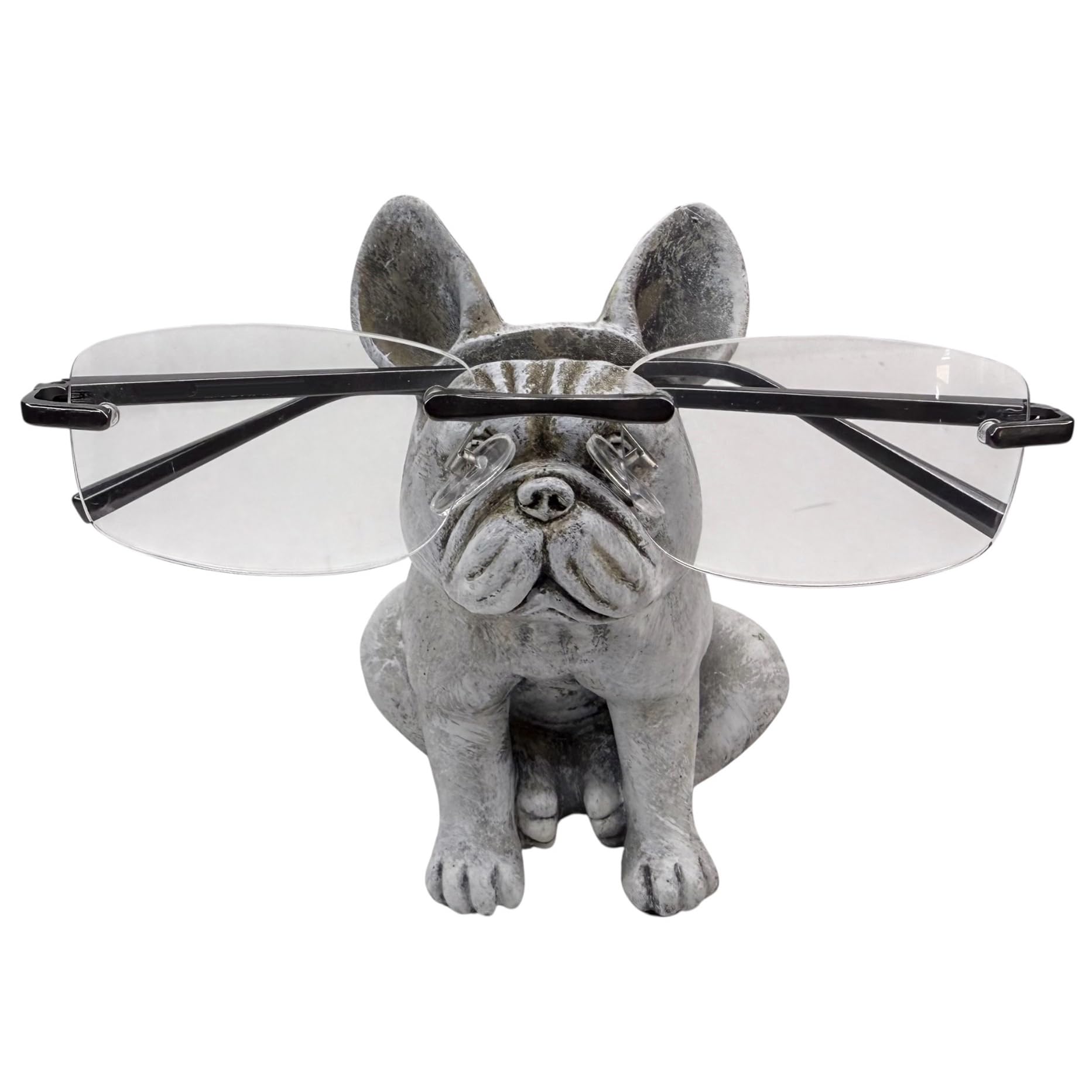 Top Brass Cute French Bulldog Eyeglass Holder – Whimsical Reading Glasses Stand – Funny Desk Nightstand Rack Display Organizer – Frenchie Puppy Dog Pet Decor