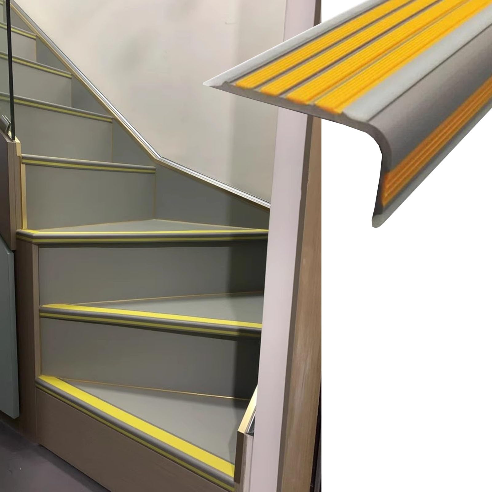 Profilé de nez de marche jaune antidérapant et protection d'escalier autocollante en PVC souple
