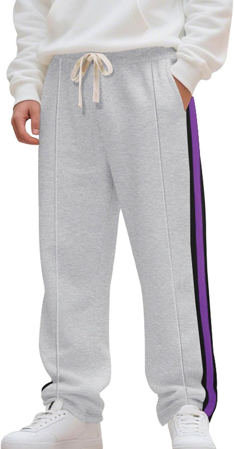 Cambkatl Color Block Casual Sweatpants for Men Elastic Waist Drawstring Straight Leg Athletic Lounge Pants with Pockets