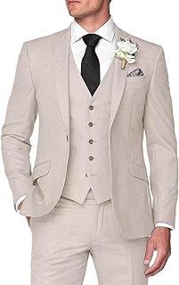 Sponsored Ad - Mens 3 Pieces Summer Linen Suit Beach Wedding Slim Fit Blazer Grooms Suits