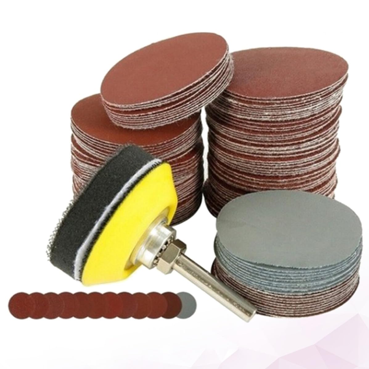 100Pcs Flocking Emery Papers 1 Inch Round Self Adhesive Yellow | Easy to Use, Good Workmanship Details, Store and Cleaning Use, 25mm Pack for Practical Daily Tasks
