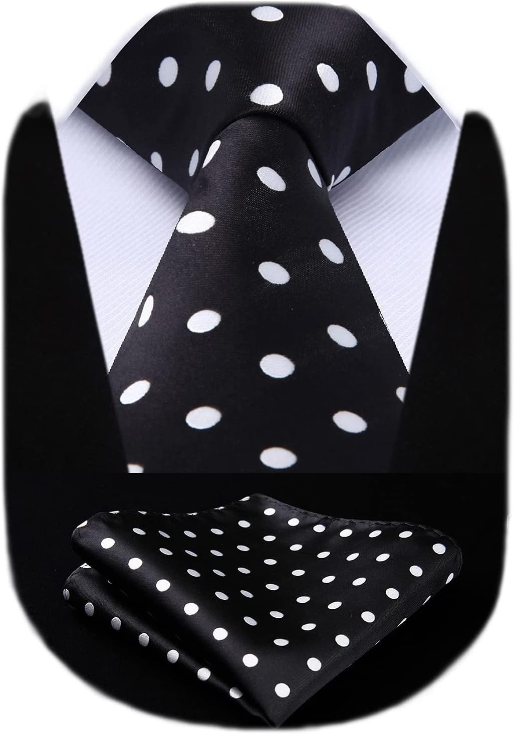 HISDERN Ties for Men - 63 inch Extra Long Necktie and Handkerchief Wedding Tie and Pocket Square Set For Party Business Funeral