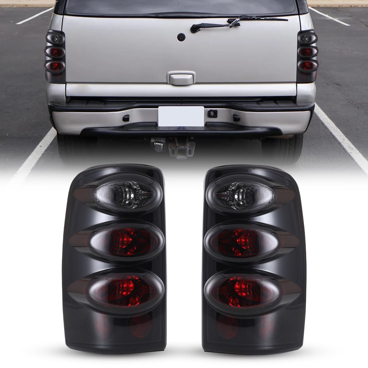 CPW Compatible with [2000 2001 2002 2003 2004 2005 2006 Suburban/Tahoe/Yukon] Tail lights (Black/Smoke)