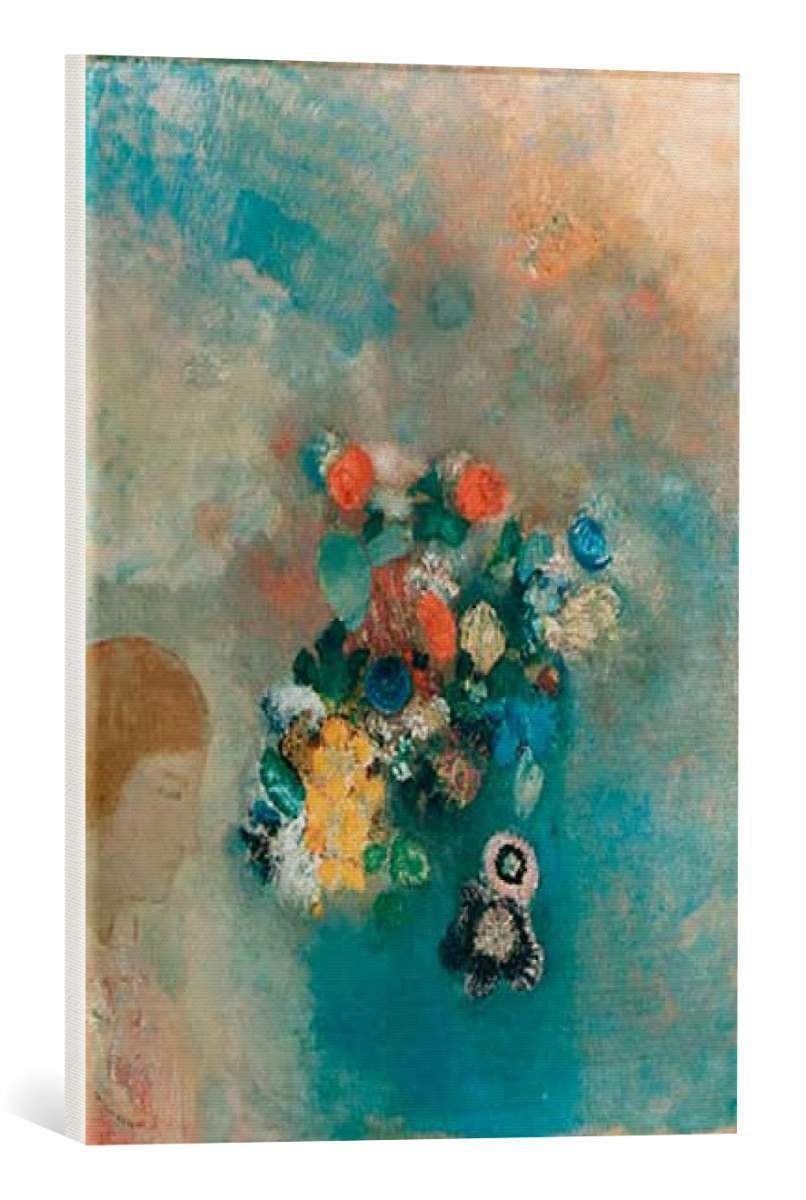 kunst für alle Canvas Print: Odilon Redon La Reve ou La Pensee Fleurs et profil Fine Art Print, Canvas on Stretcher, Ready to Hang Wall Picture, 15.7x21.7 inch / 40x55 cm