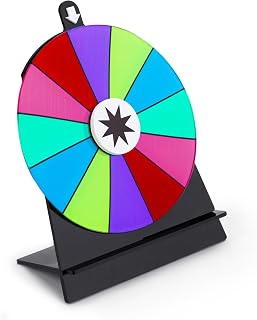 15 cm drehendes Preisrad, Farbtisch-Roulette-Rad, Spinner mit Ständer, Glücksspiel für Party, Messe, Karneval, 12 Steckplätze