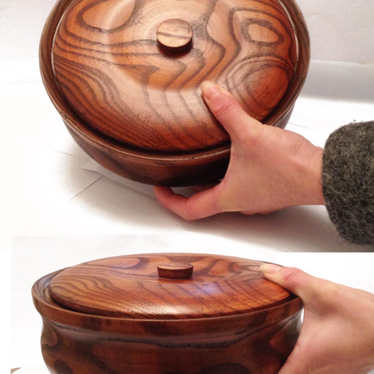 Ciieeo 2pcs Retro Wooden Fruit Bowl with Decorative Snacks Holder for Home Kitchen as Fruit Basket Popcorn Bowl