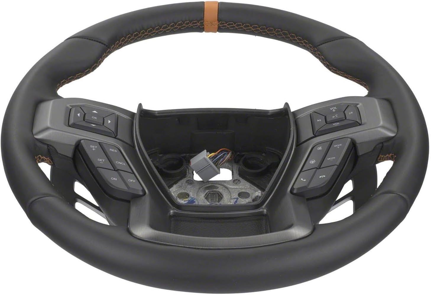 Ford Performance Parts M-3600-F15ROR Steering Wheel Kit; Raptor Style; Black Leather w/Orange Stitching/Orange Sightline; Incl. Wire Harness/Trim Bezel/Steering Wheel Controls/Installation Hardware;