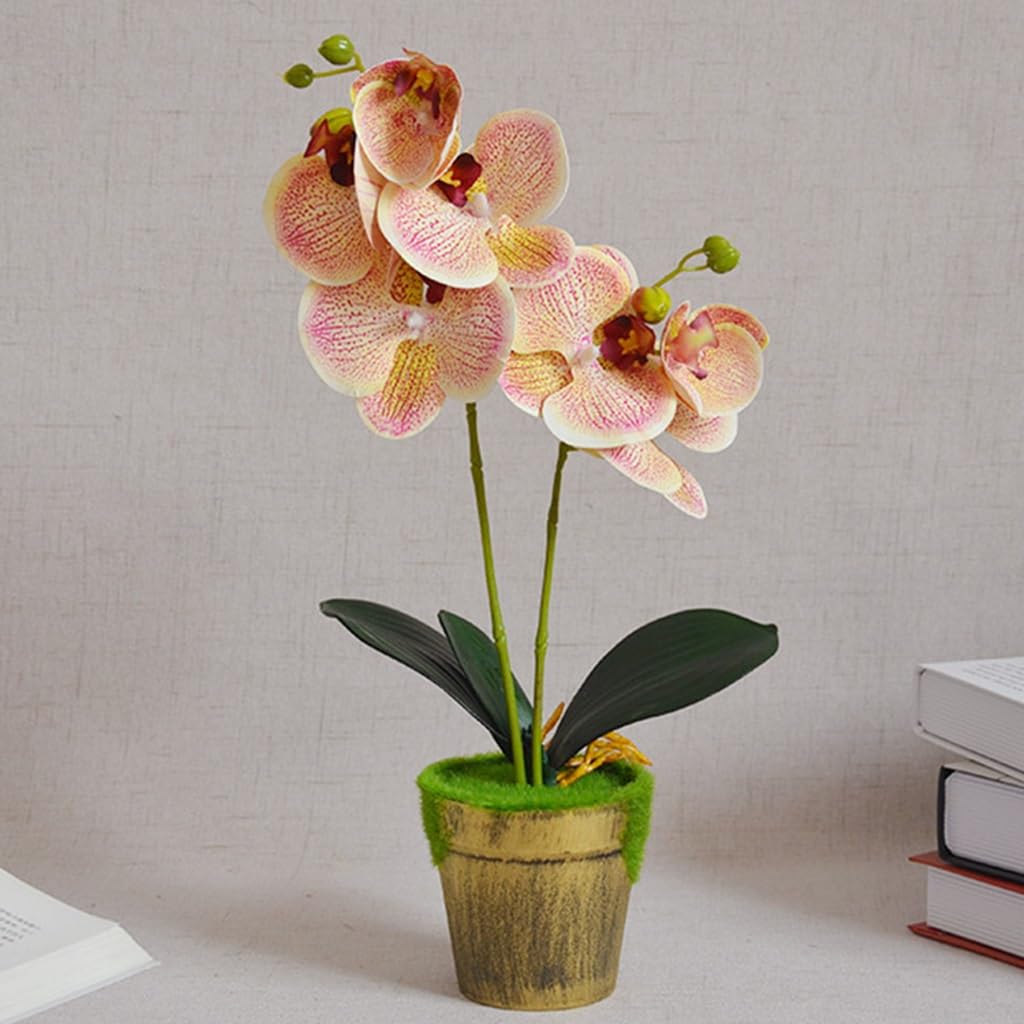 Fleurs Artificielles Bouquet de fleurs artificielles Phalaenopsis Bonsaï Convient for la décoration de bureau à domicile Surface de mise en page 40 cm Fleurs Artificielles Pour L'extérieur(C)