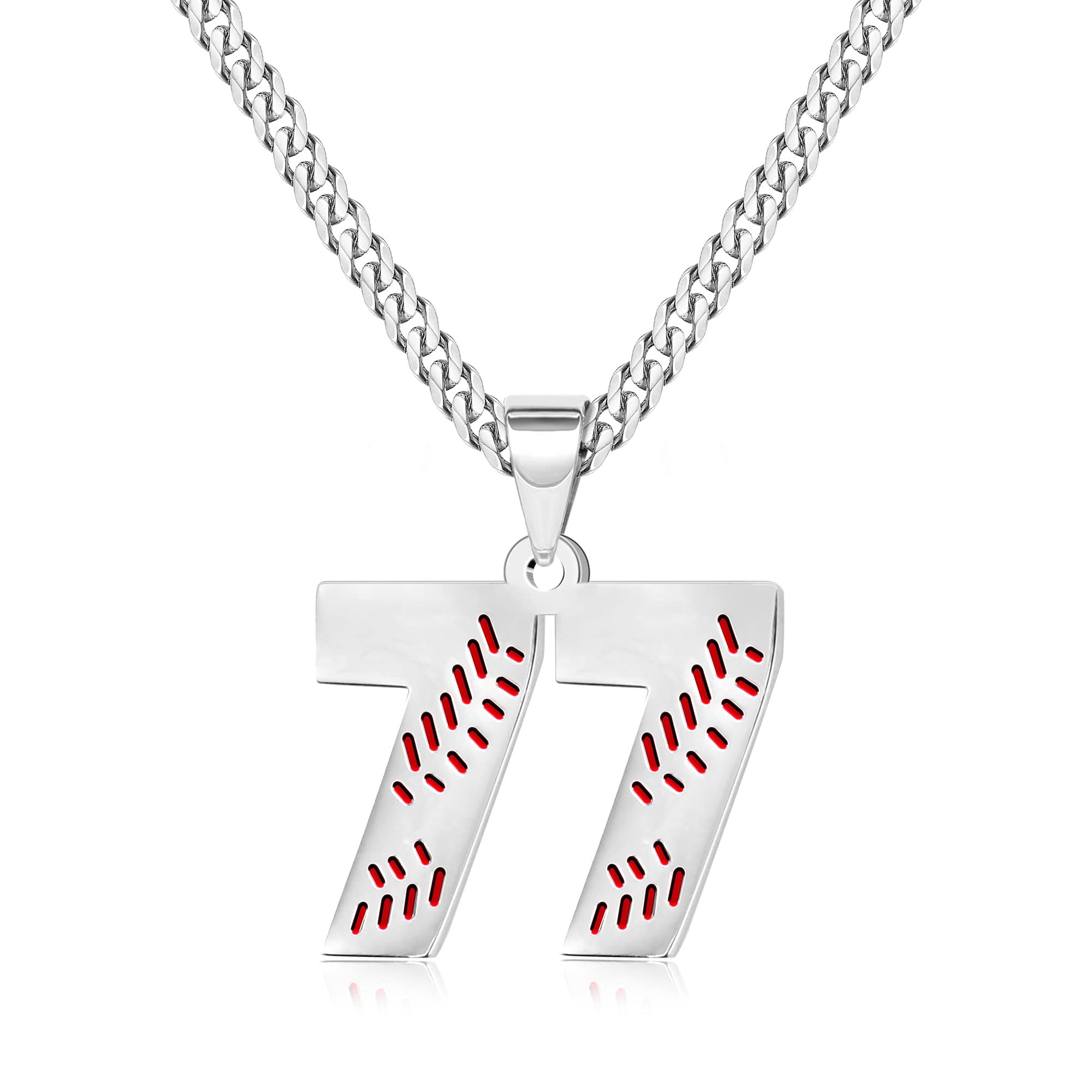 Btysun Baseball Necklaces Baseball Jersey Number 0-99 Charms Pendant Stainless Steel Necklace for Men Baseball Gifts Dad Husband Christmas Gift for Him Mens Jewelry