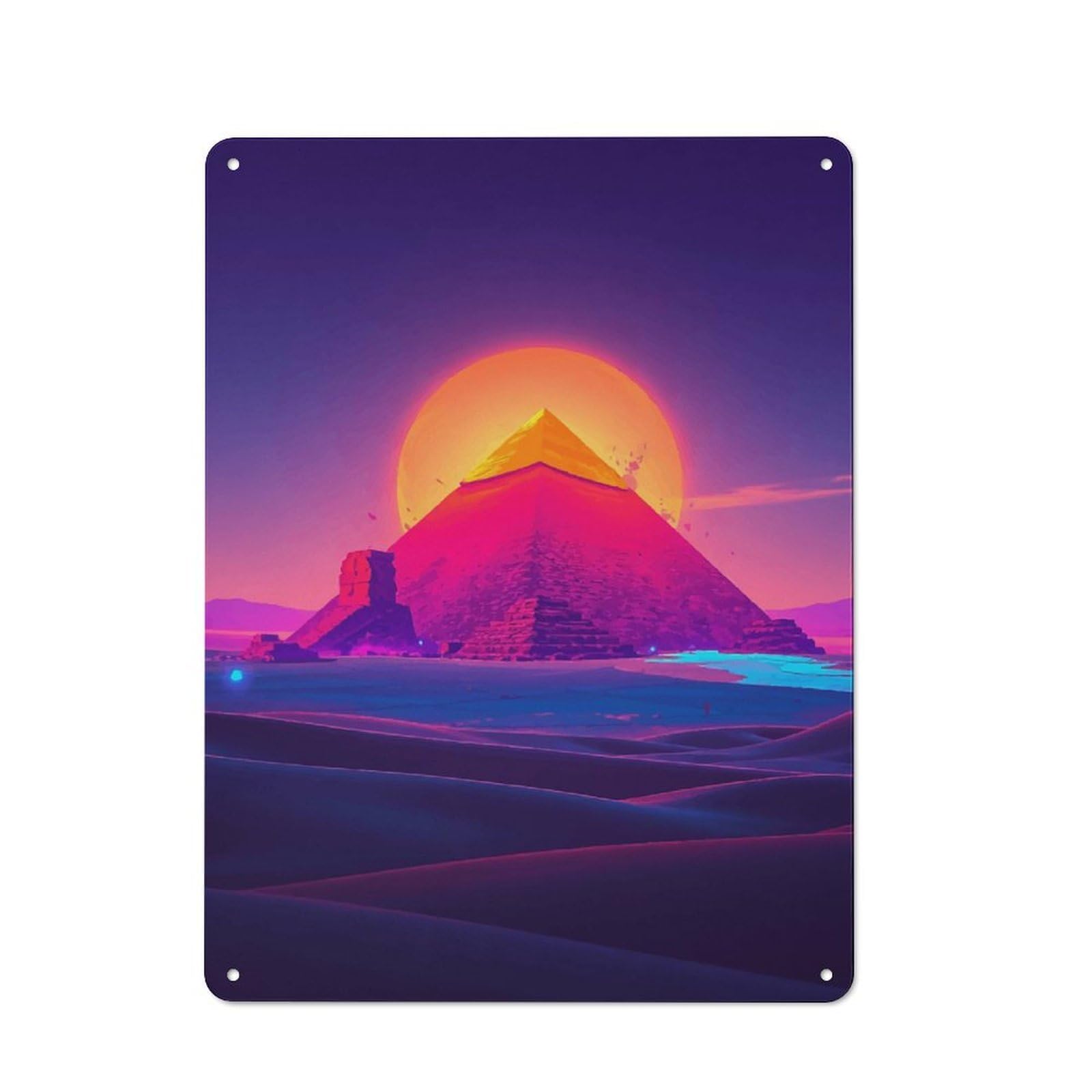 Junmoney Pyramid Sunset Metal Wall Sign 40X30cm, Rustic Decor For Home Bar Wall, Gift Idea At Christmas For Hosts Who Enjoy Retro Interiors