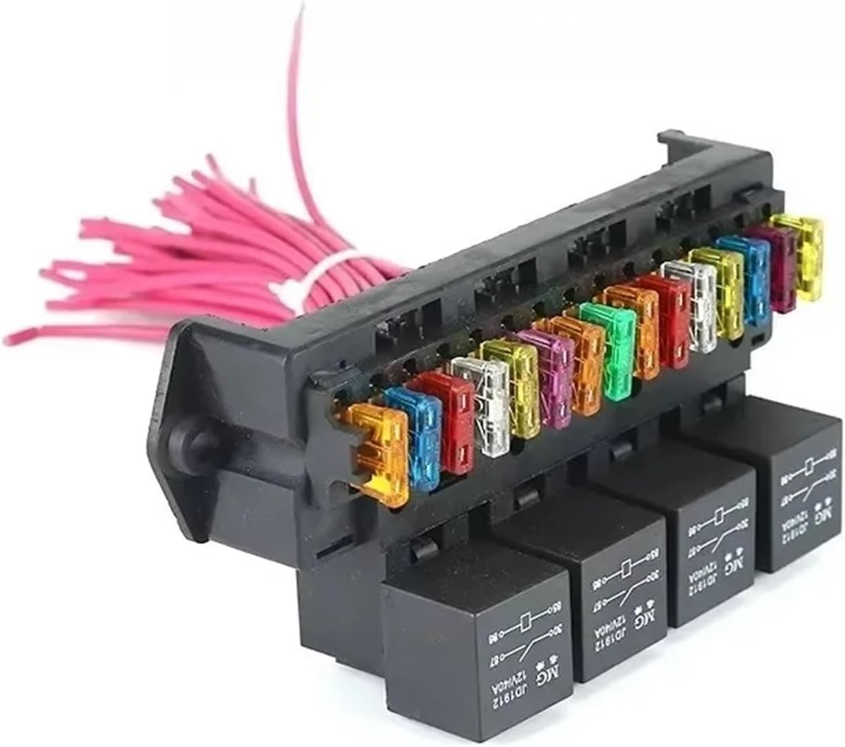Car Wire Fuse Holder with Relay 1 Set for 12 V Car Fuse Box 15-Way Wire Fuse Block Box Multi-Circuit Control Box