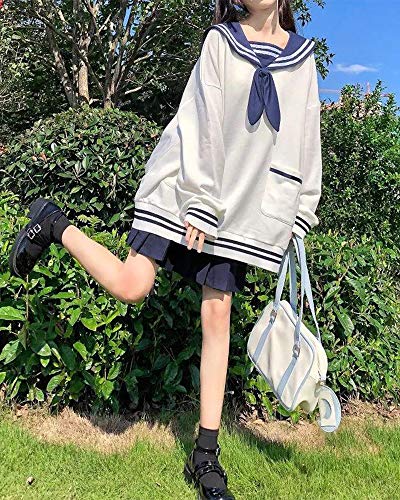 Bzb Women's Cute Bunny Long Sleeve Sweatshirts Teen Girl Sweet Bowknot Japanese Oversized Loose Pullover Hoodies Tops Blue #TOP4