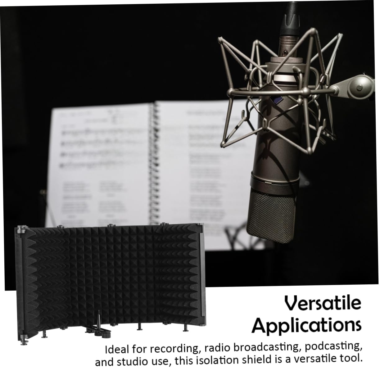 Hemobllo Protector de Aislamiento para Micrófono Plegable Cubierta Insonorizante para Estudio de Grabación Compatible Mesa o Soporte Incluye Tornillo