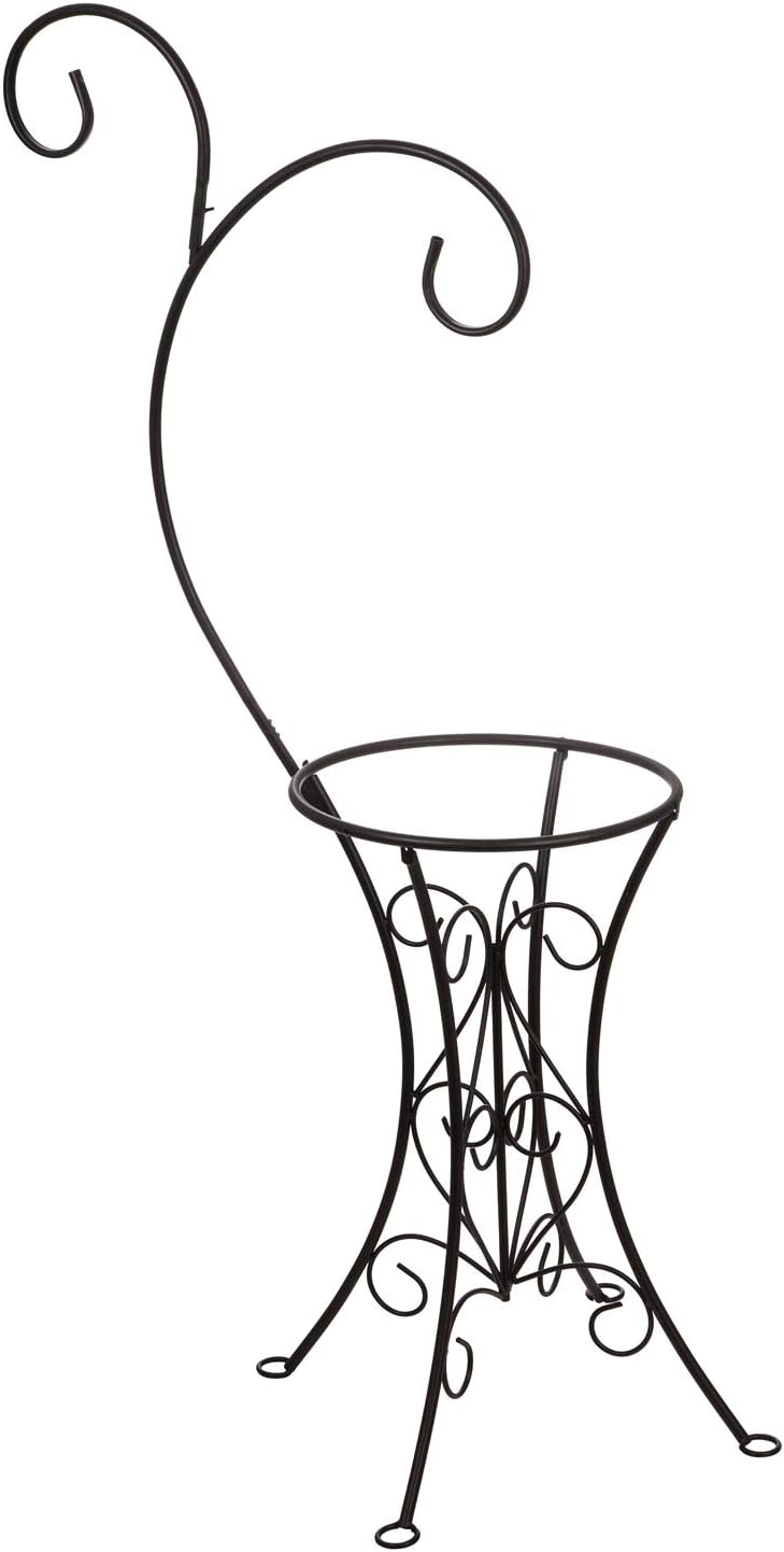 Evergreen Garden Decorative Metal Bird Bath Stand, Dual Shepards Hook Garden Décor and Accessories for Home and Yard