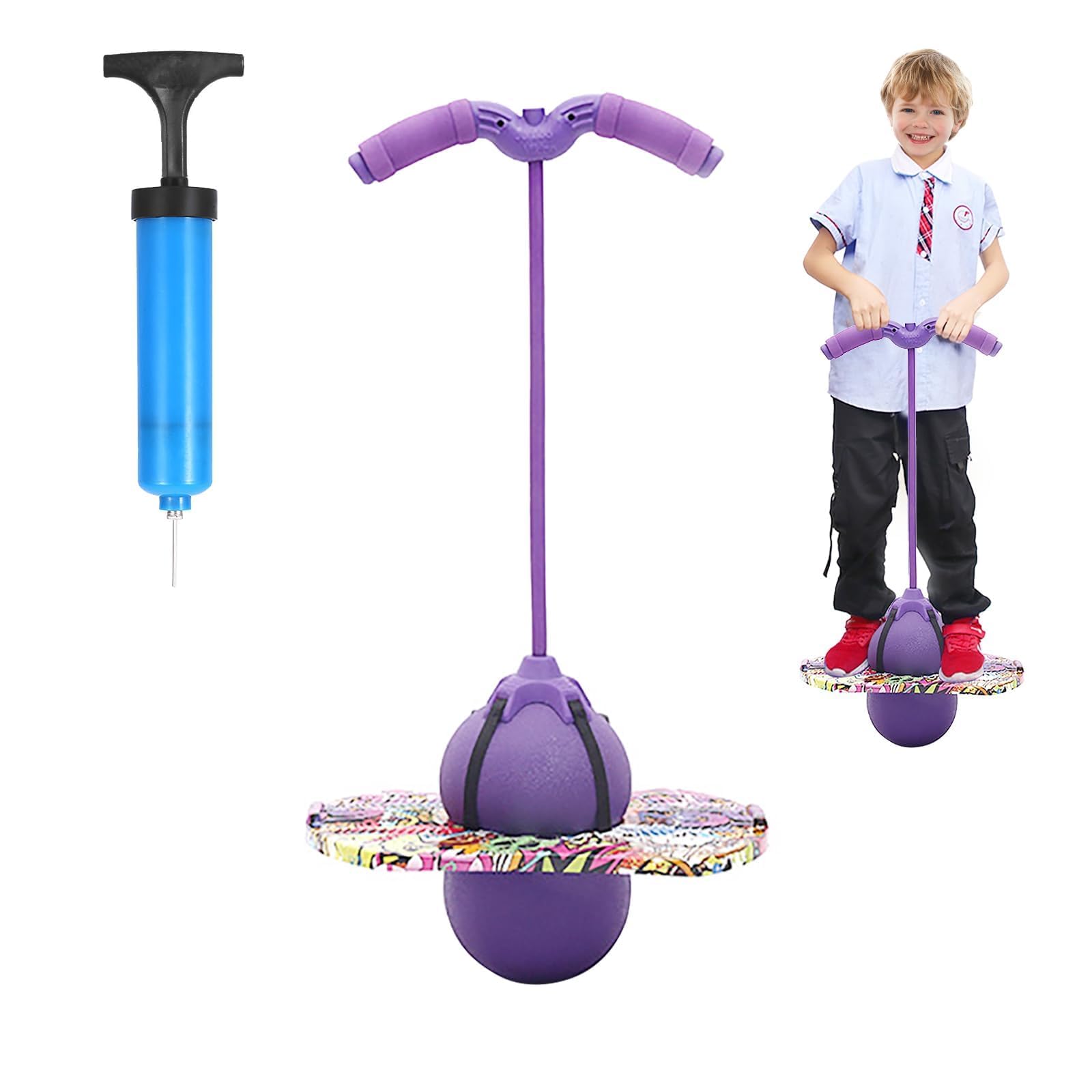 MeYuxg Saltador Niños, Pelota Saltarina Niños, 100 kg de Capacidad de Carga, Pogo Stick Adulto Niños, Skip Ball con Asa, Pogo Saltarin para Entrenamiento del Equilibrio y Deportes (Morado)