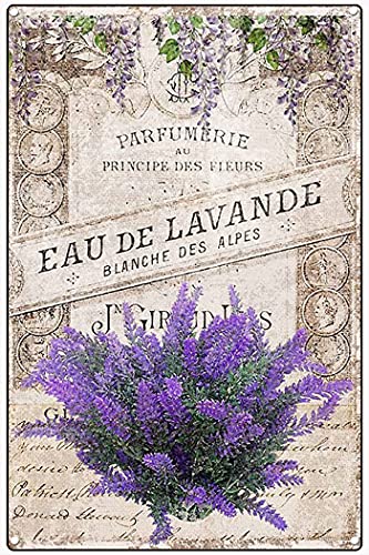 SBKGBIEHG Targa in metallo con scritta "Eau de Lavande Blanche Des Alpes", decorazione per casa, cucina, bar, bar, club, grotta, decorazione da parete, stile vintage, 20 x 30 cm SBKGBIEHG Targa in metallo con scritta "Eau de Lavande Blanche Des Alpes", decorazione per casa, cucina, bar, bar, club, grotta, decorazione da parete, stile vintage, 20 x 30 cm
