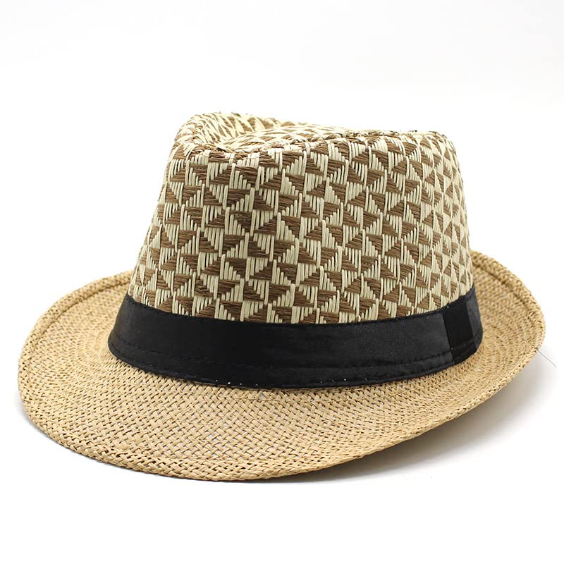 Chapeau de paille d'été pour hommes haut de forme jazz beige