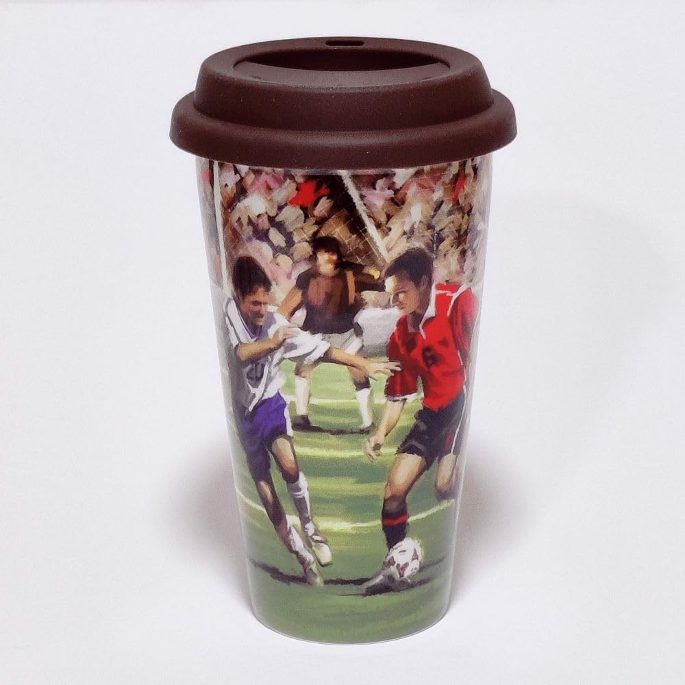 A Man's Life Football Double Walled China Travel Mug with Silicon Lid