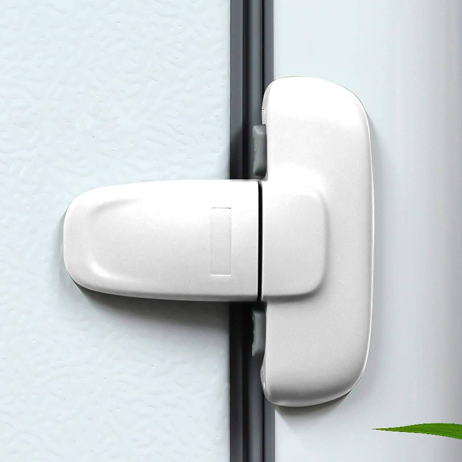 (White/Grey) Home Refrigerator Fridge Freezer Door Lock, Latch Catch Toddler Kids Child Fridge Locks Baby Safety Child Lock, Easy to Install and Use 3M Adhesive no Tools Need or Drill 1 Pack (White)