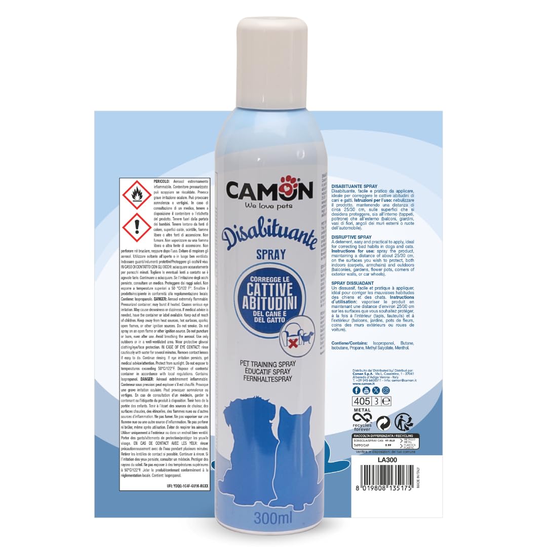 CAMON | Disabituante Spray per Cani e Gatti, 300ml, per Interni ed Esterni, Non Tossico