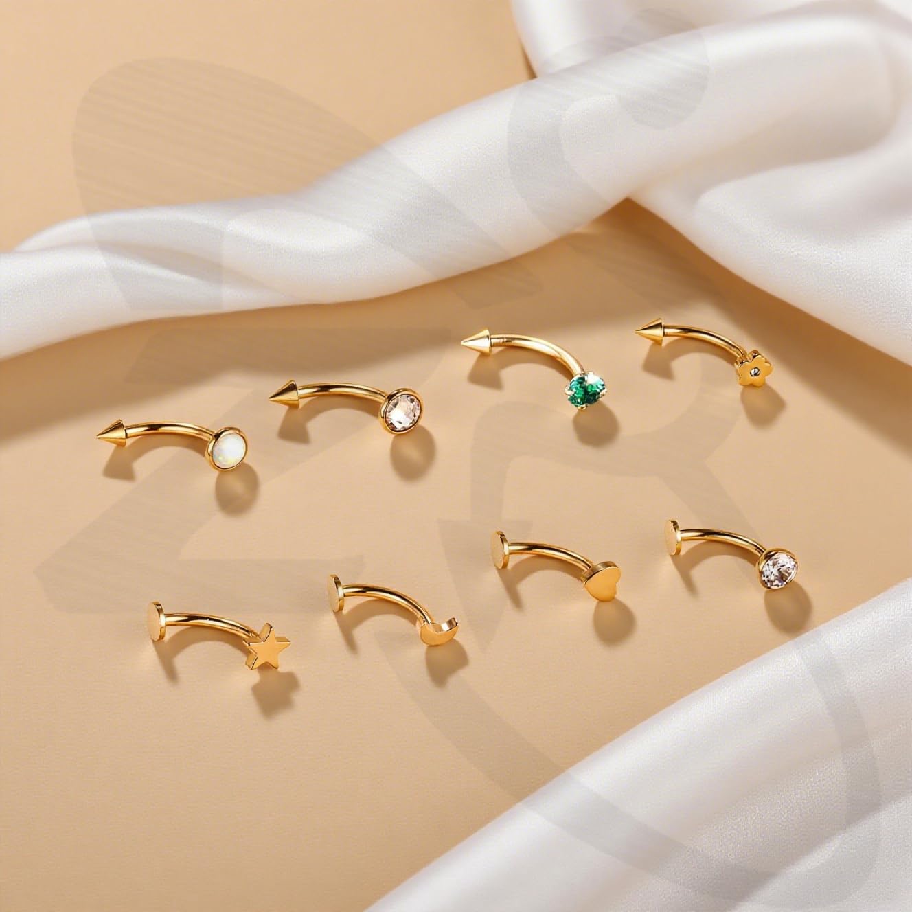 ZS 8Pcs 16G Eyebrow Piercing Jewelry Spike Eyebrow Ring, Stainless Steel Curved Barbell Flat Back Lip Stud Daith Rook Piercing for Women Men 8mm 10mm image 5