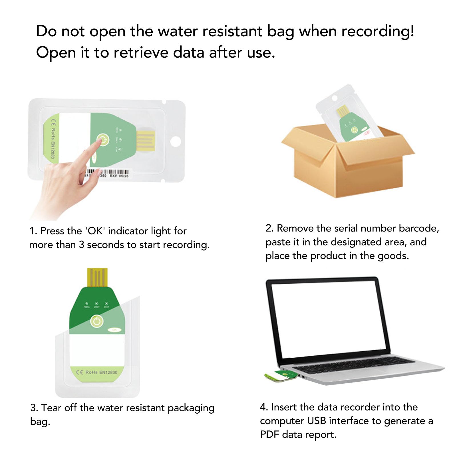 TOPINCN Temperature Recorder, USB Temperature Data Logger Recorder, High Accuracy Monitoring with 18000 Data Entries, for Cold Chain Logistics (60 Days)