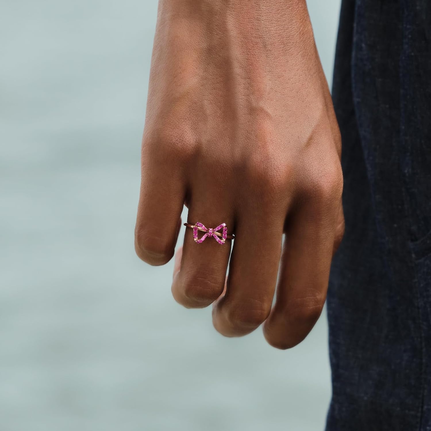 STORYJEWELLERY Bow Ring, Pink Ring, Bow Jewelry, Rose Gold Plated Statement Rings for Women, Cute Midi & Index Finger Rings, Unique Preppy Jewelry, Gifts for Her - Image 5