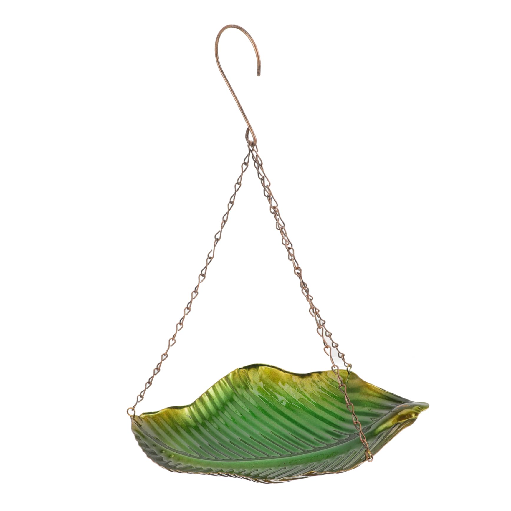 BCOATH，， ，， Bird Feeders Garden Balcony Bird Feeding Container Hanging Bird Food Container Leaf Shape Bird Feeder Hanging Bird Feeder Hanging Bird Cage Green Iron