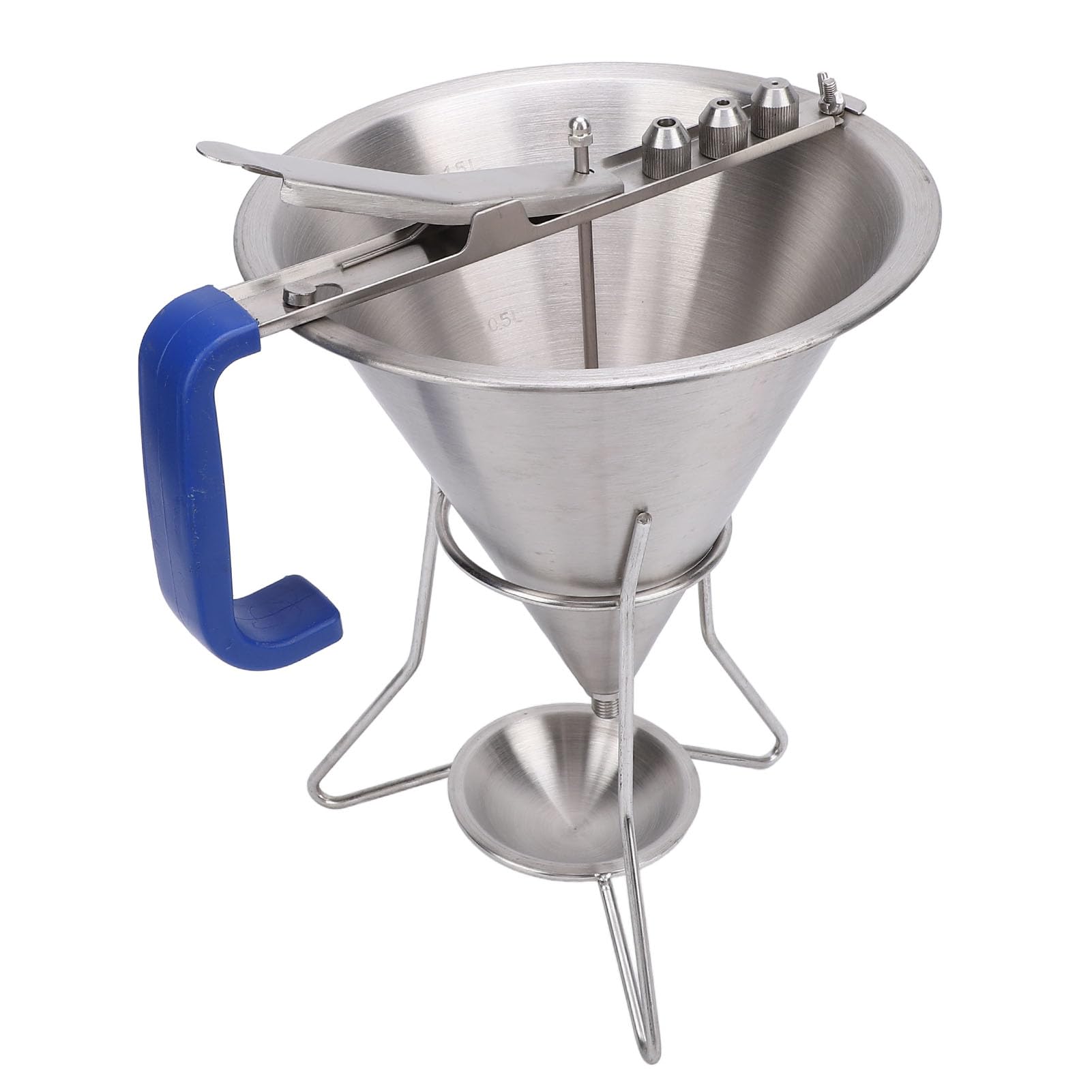 Funnel Cake Dispenser with Stand Batter, Stainless Steel Funnel Cake Dispenser Pancake Batter Dispenser Candy Funnel Pancake Art Kit for Pancakes Cupcakes Octopus Balls