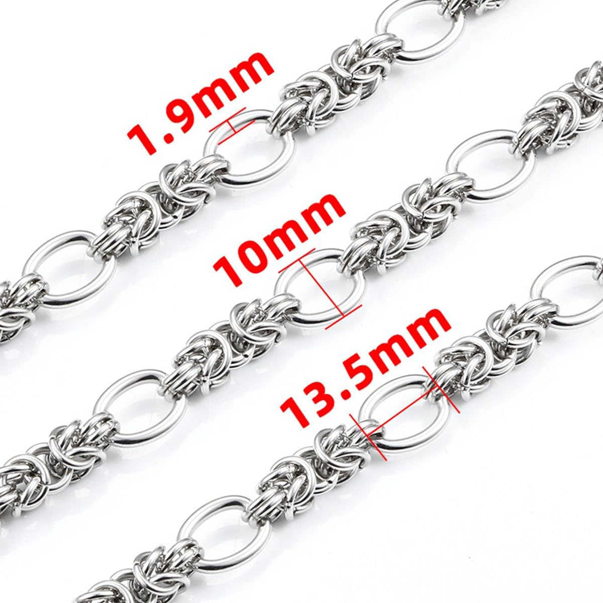 Stainless Steel Interlocking Oval Chain Necklace Knot Style Hip Hop Thick Chunky Jewelry for Men Women - Image 2