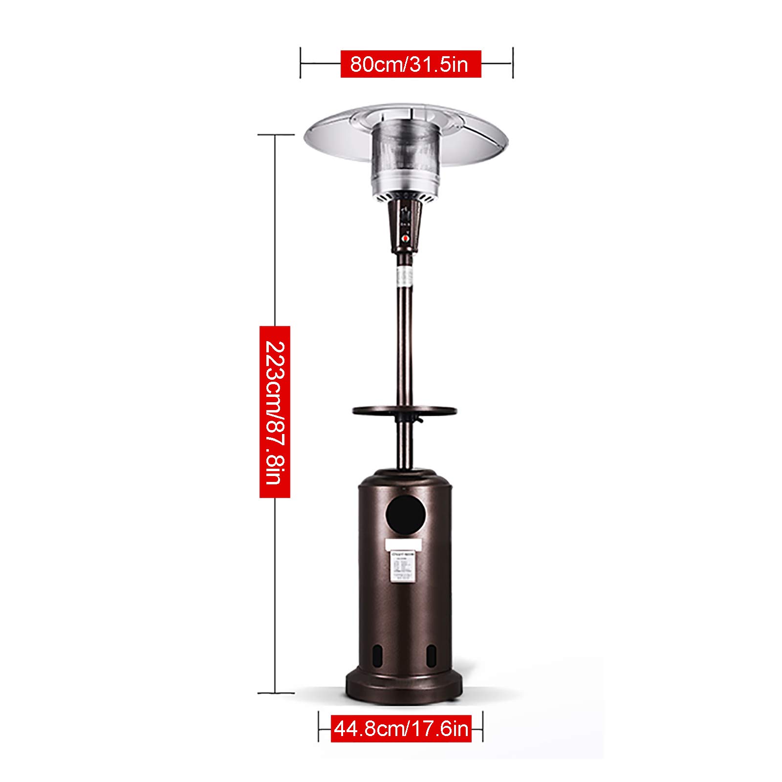 fungo riscaldante per esterno Riscaldatore Da Esterno Per Patio, Stufa A Gas Propano Da Pavimento In Acciaio Inossidabile Con Ruote Da 223 Cm / 87 Pollici Di Altezza 45000 BTU Per Cortile Commercial