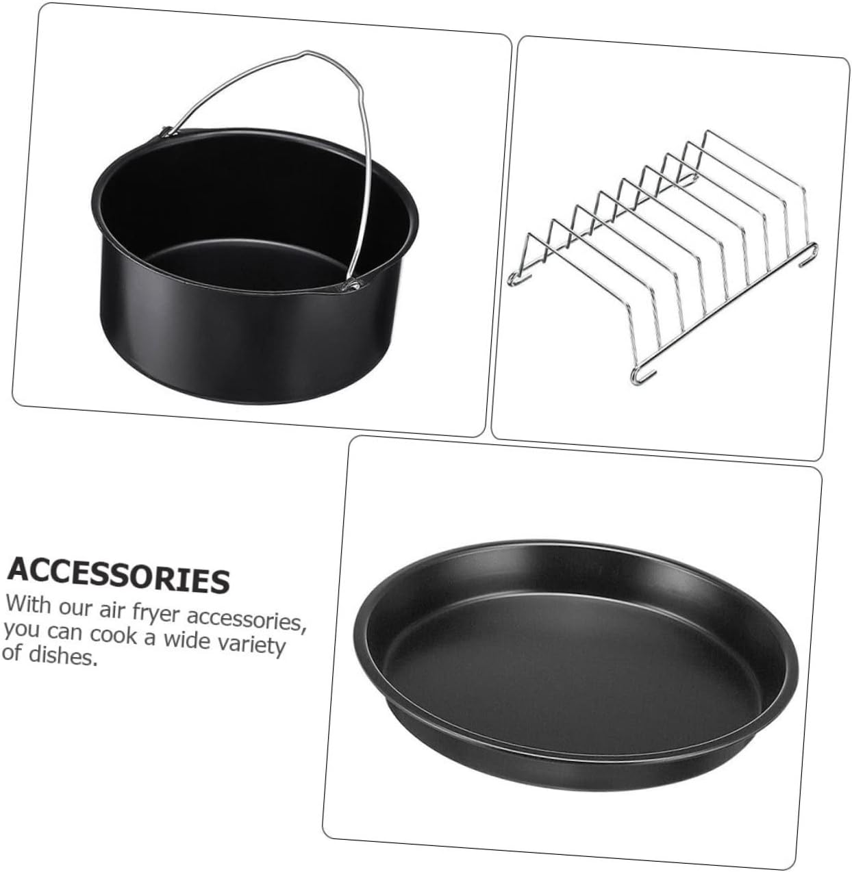 Air Fryer Pot Kit 8 Inch Cake Pizza Pan Set Grill Accessory Baking Supplies Non-Stick Kitchen Tools