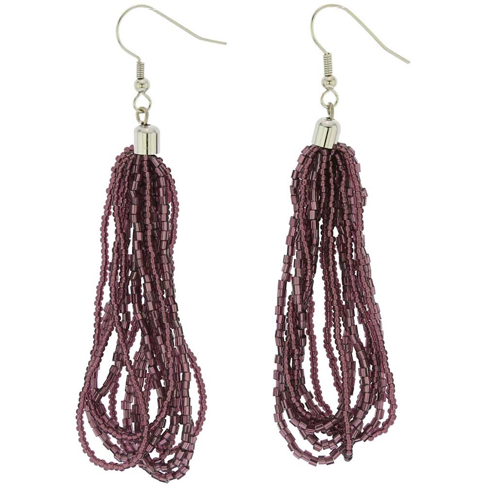 GlassOfVenice Szkło Murano Gloriosa Seed Bead Kolczyki - Fioletowy, Szkło, Kryształ