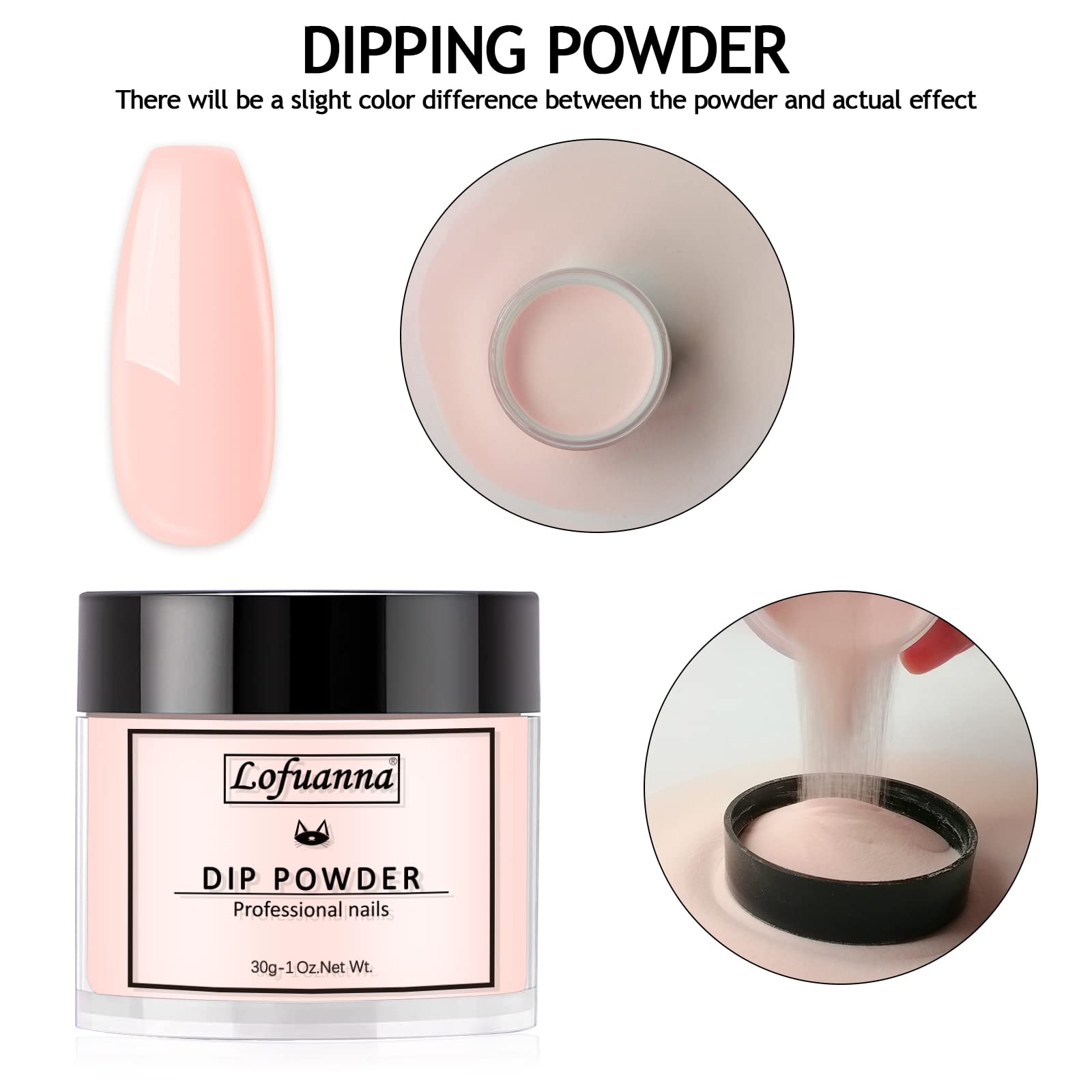 Lofuanna 30g Nude Dip Powder,Polvo de Inmersión para Uñas para el Arte de las Uñas Francesas Starter,Polvo de Inmersión de Calidad Profesional sin Necesidad de Curar con Lámpara de Uñas (004)