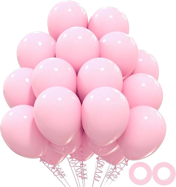 OHugs Pink Balloons, 50 Pcs 12 Inch Pink Balloons, Baby Pink Latex Balloons for Pink Theme Birthday Party, Gender Reveal, Bridal Shower, Baby Shower Wedding, and Princess Theme Girls Party Decorations