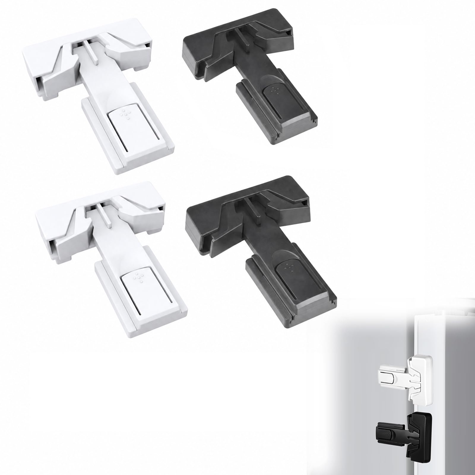 4 Pack Fridge Lock with Adhesive Freezer Latch to Keep Door Closed