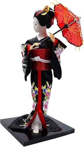 Miniatura 2 de Earlyred Muñeca kimono de geisha japonesa de 12 pulgadas, muñeca kimono asiática, figura coleccionable, decoración de regalo, color rojo