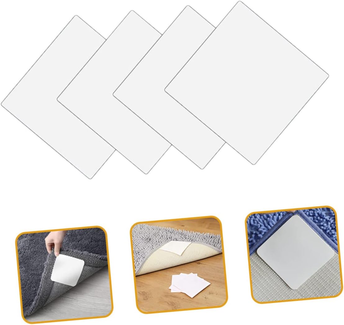 LIFKOME 12pcs Anti-Slip Carpet Grippers for Hardwood Floors Non-Slip Rug Corners Reusable Rug Tape to Keep Area Flat and Secure Living Room Kitchen Office and More