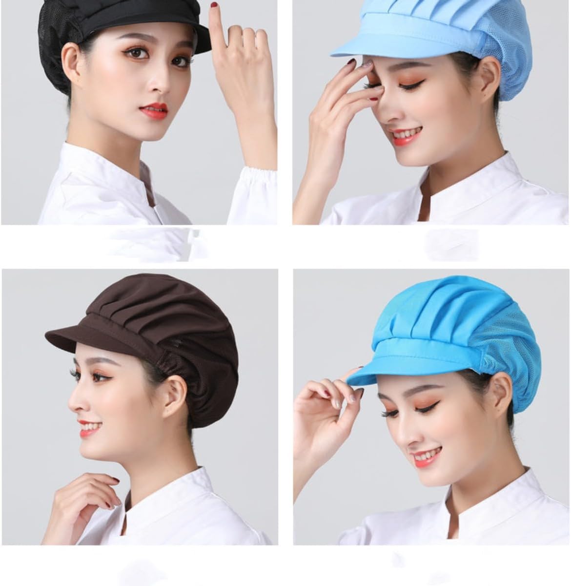6 Pieces Chef Hats Elastic Mesh Visors Kitchen Cooking Hair Nets Food Service Caps for Women Men - Image 2