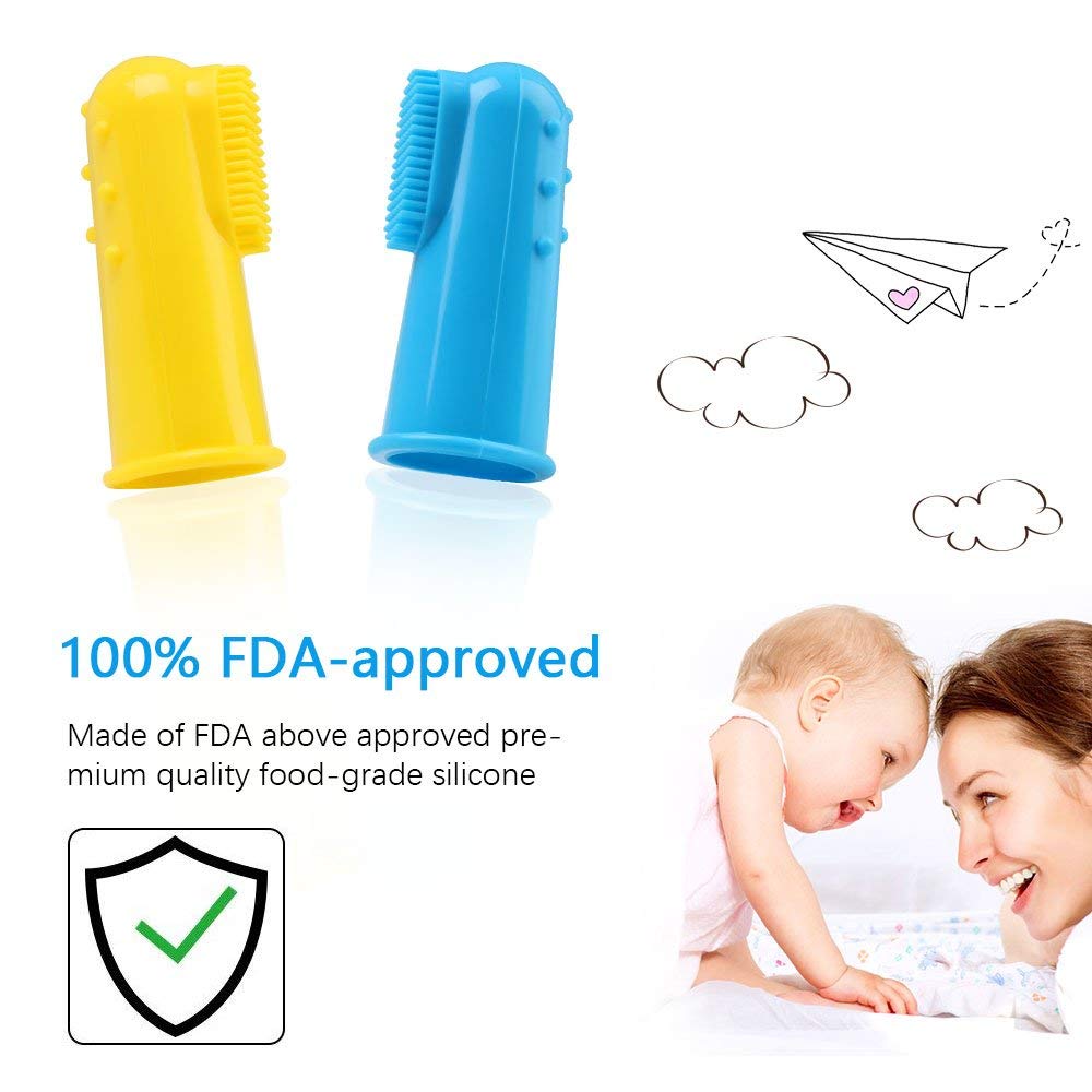 Vicloon Spazzolino da Dito, 6Pcs Spazzolino da Denti in Gomma, Spazzolini Neonati in Silicone, Multicolore Spazzolino Bambini Sicuro da Denti per Gengive Massaggio Orale con Custodia