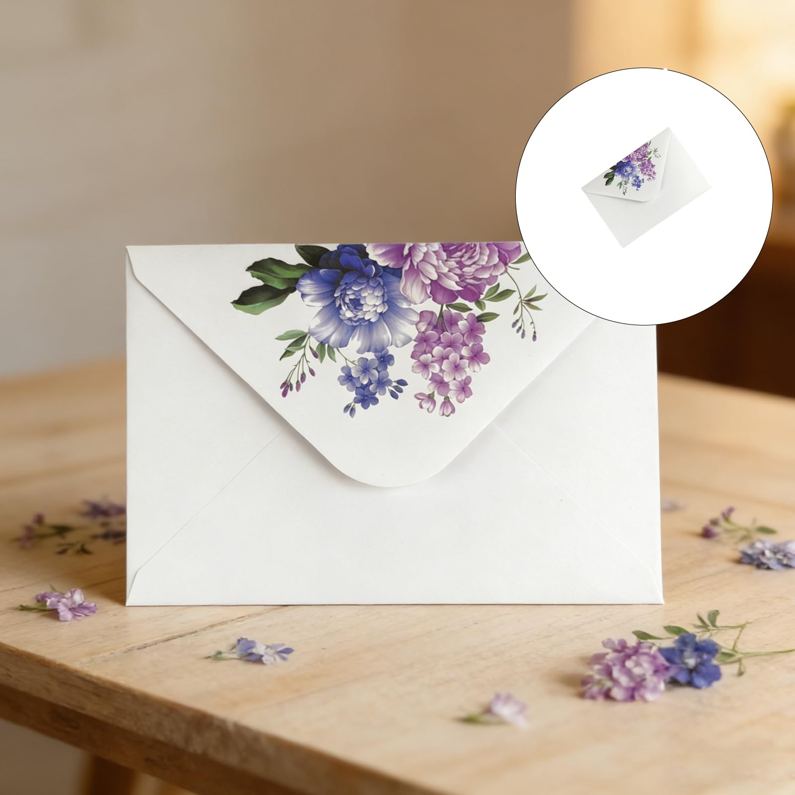 De 100 enveloppes de papeterie florales délicates Fermeture adhésive Idéal pour les invitations de mariage et les occasions spéciales Enveloppe florale