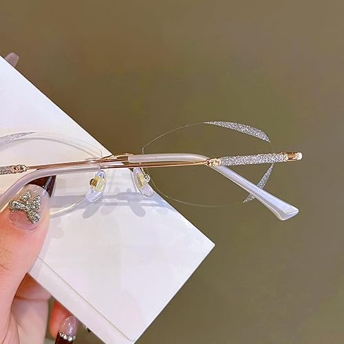 Miniatura 3 de TETGSET Glassesify - Lentes de lectura para mujer con diseño de diamante sin montura anti luz azul, lentes de lectura ligeros sin marco