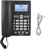 Vista 1 de Teléfono fijo con cable, conjunto de extensión de doble puerto, pantalla de identificación de llamadas de teléfono con cable de escritorio