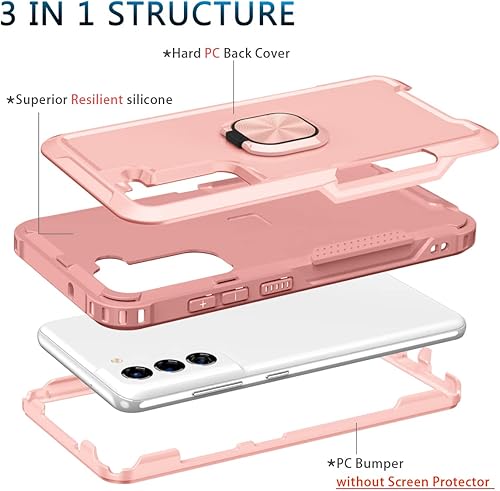 Miniatura 2 de Fingic Funda para Galaxy S21 FE, funda para Samsung S21 FE con soporte de anillo de 360, soporte magnético para automóvil, soporte magnético para