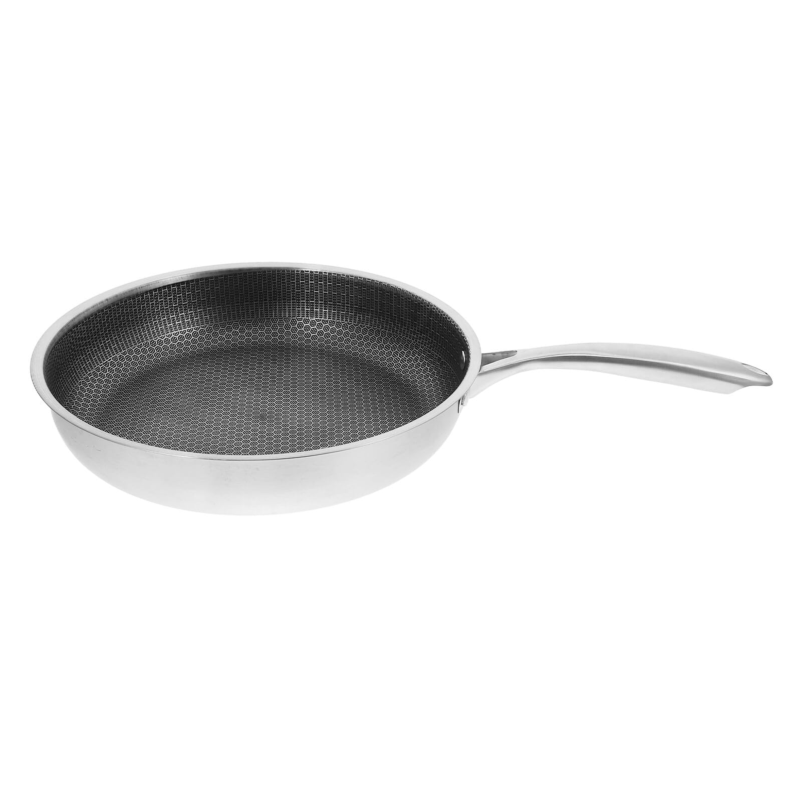 BESPORTBLE Padella Piccola in Acciaio 30 CM con Rivestimento Antiaderente a Nido D’Ape Padella per Uova e Bistecche Fondo Piatto per Distribuzione Calore Uniforme Manico Ergonomico