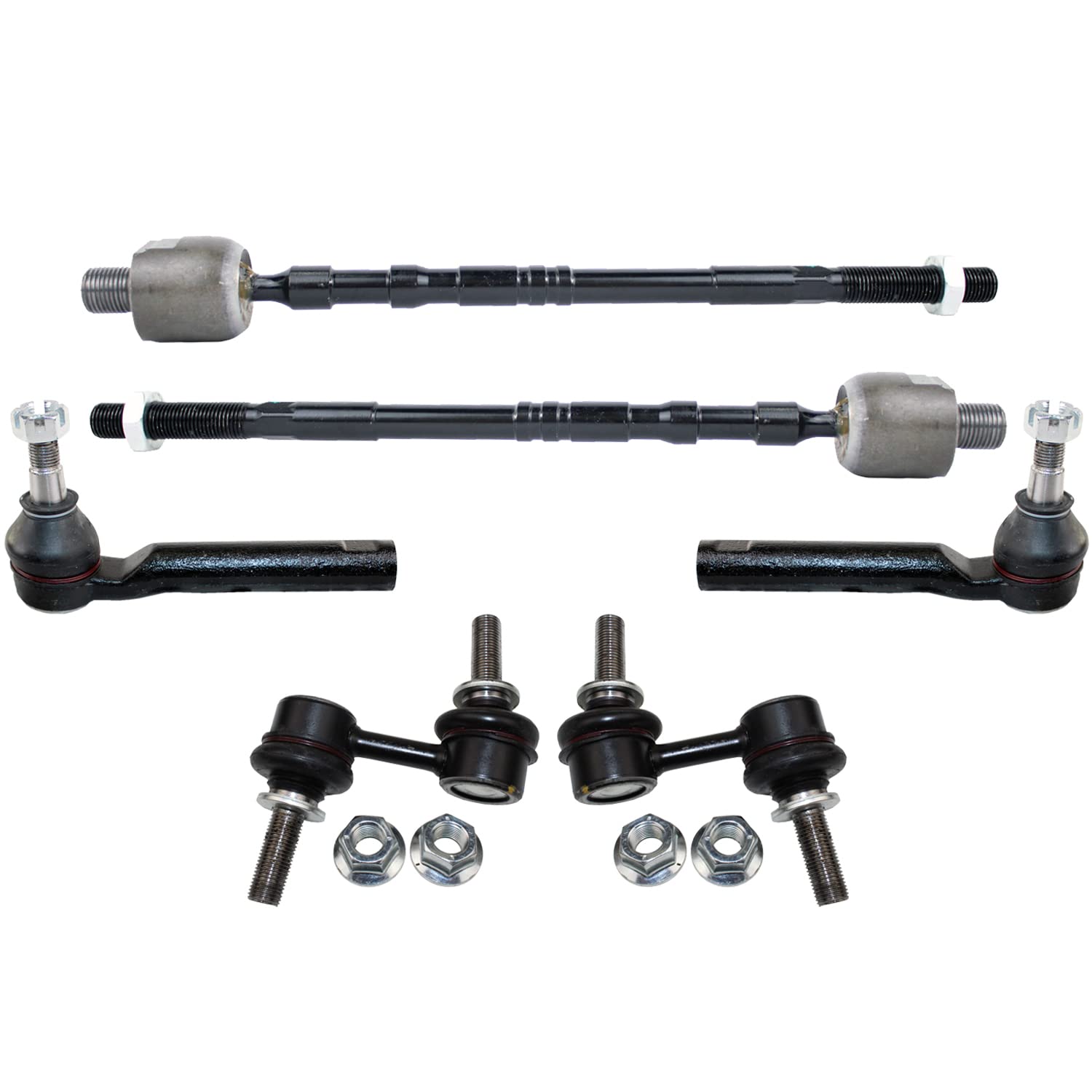 6pc Front Steel Suspension Stabilizer Sway Bar Links & Forged Steel Inner Outer Steering Tie Rod End Kit For Subaru Legacy AWD 2010-2014