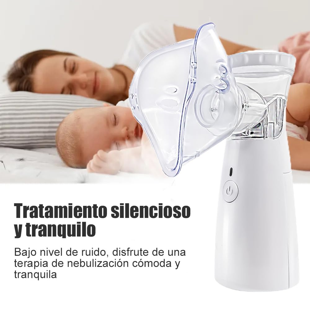 Nébuliseur Portable pour Enfants et Adultes, Nébuliseur Inhalateur avec Aérosols, 2 Masques et Embout Buccal, Inhalateur à Vapeur Silencieux pour La Maison et Les Voyages