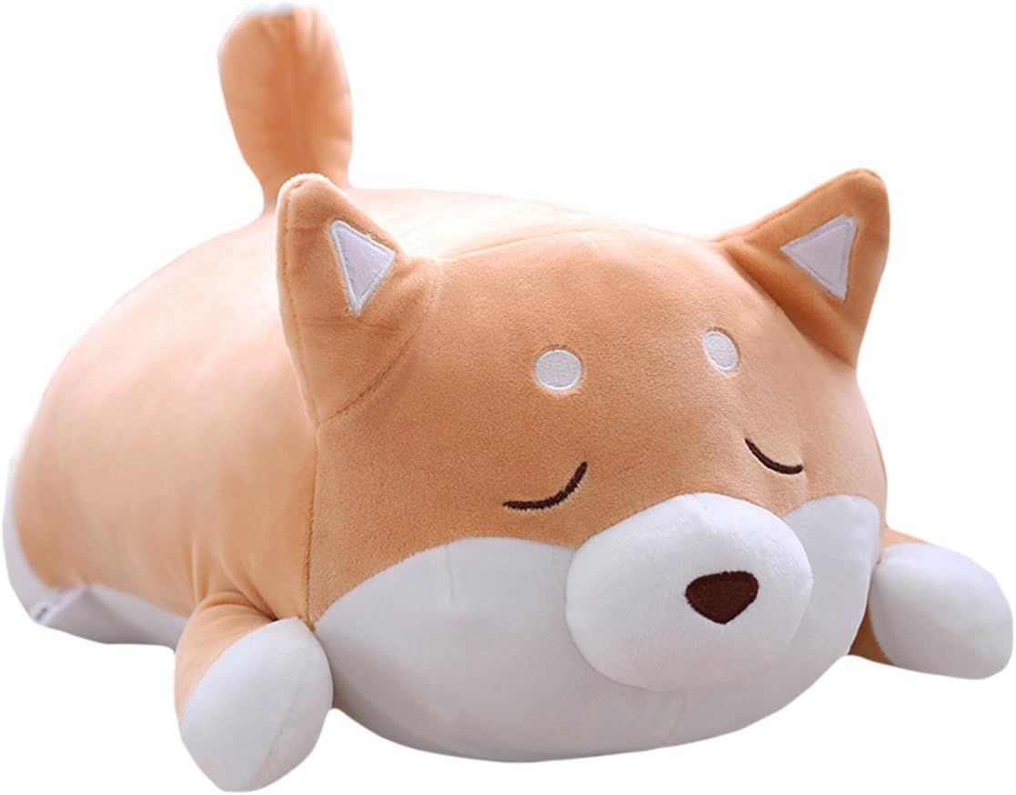 Shiba Inu Dog Plush Pillow, Cute Corgi Akita Stuffed Animals Doll Toy Gifts for Valentine's Gift, Christmas,Sofa Chair, Brown Blink 15"